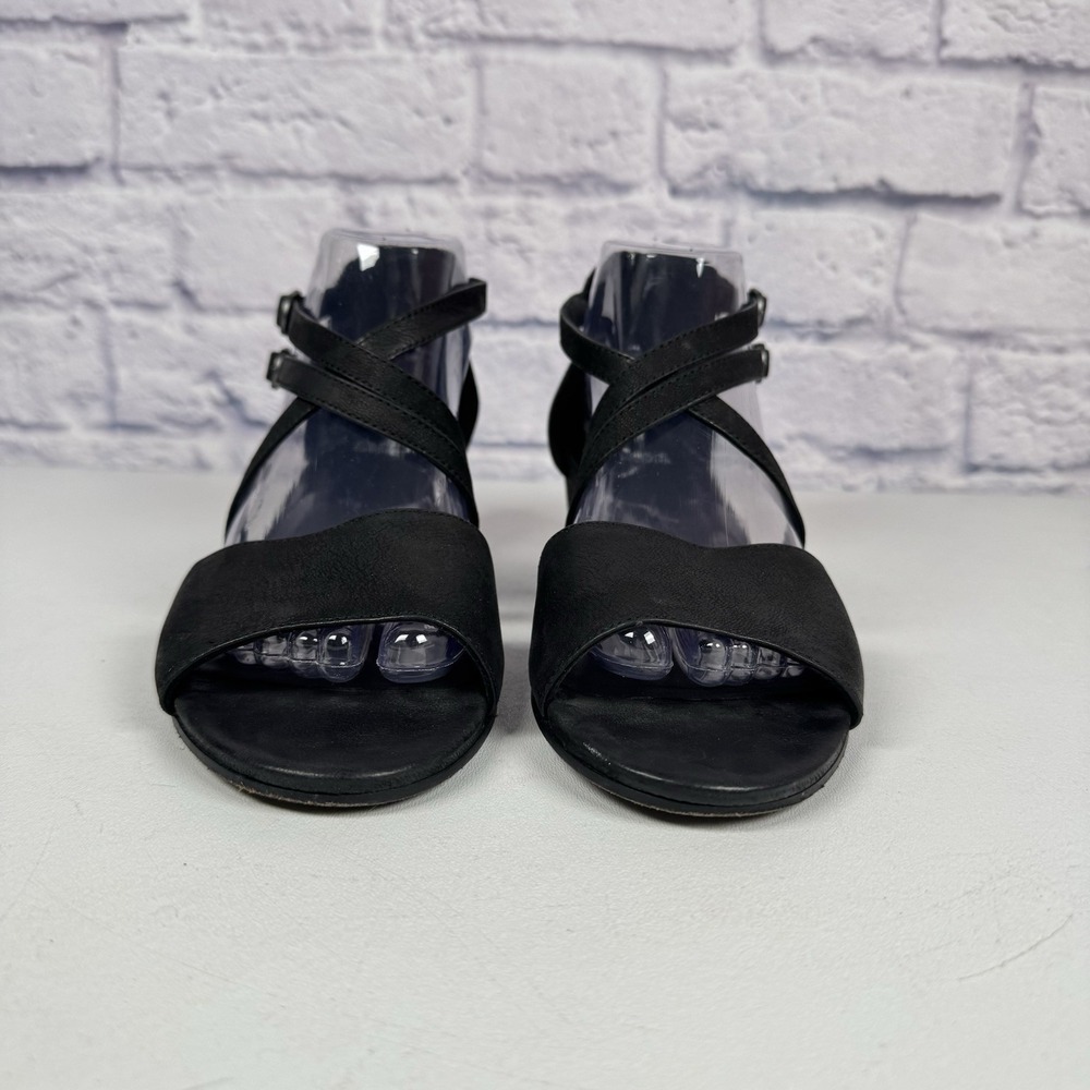 Eileen Fisher Womens Black Kyra Nubuck Block Heel Strappy Sandals Size 9 - Picture 5 of 11